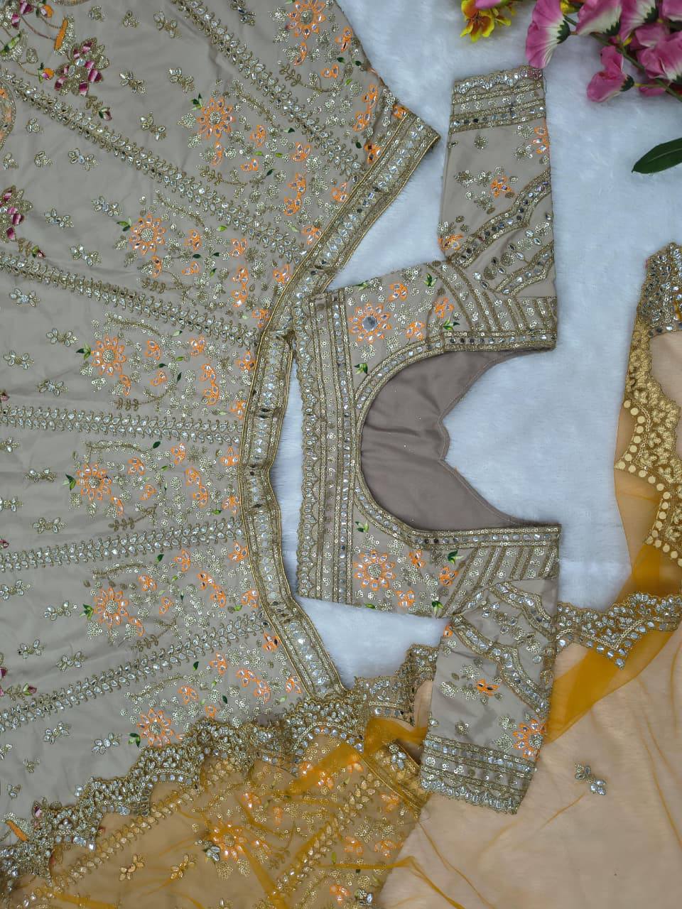 Premium French Crepe Silk Lehenga Set – Multicolour Thread Embroidery