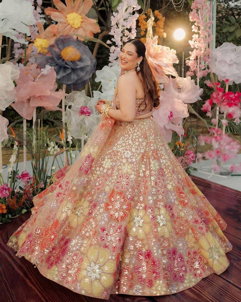Premium Faux Georgette Carnival Lehenga Set – Multicolour Thread Embroidery