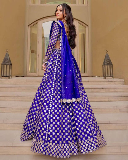 Premium Georgette Lehenga Set – Thread Embroidery, Coding & Foil Mirror Work