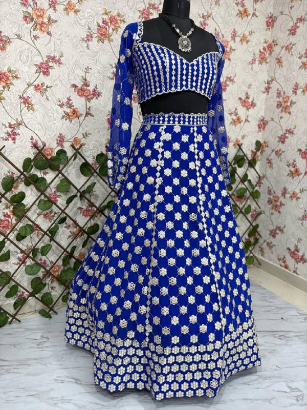 Premium Georgette Lehenga Set – Thread Embroidery, Coding & Foil Mirror Work