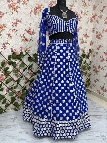 Premium Georgette Lehenga Set – Thread Embroidery, Coding & Foil Mirror Work