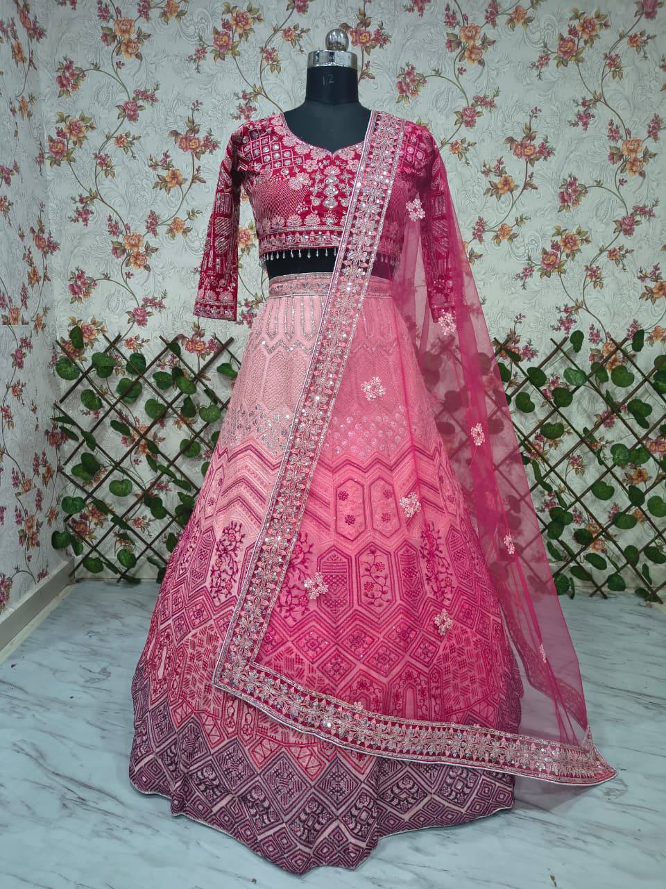 Premium Georgette Lehenga Set – Thread Embroidery, Coding & Sequins Work
