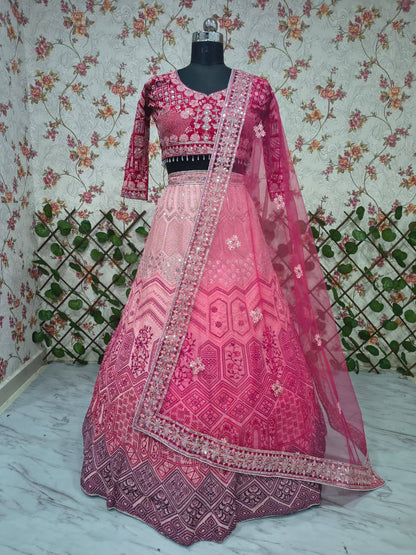 Premium Georgette Lehenga Set – Thread Embroidery, Coding & Sequins Work