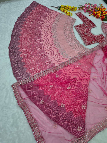 Premium Georgette Lehenga Set – Thread Embroidery, Coding & Sequins Work