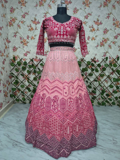 Premium Georgette Lehenga Set – Thread Embroidery, Coding & Sequins Work