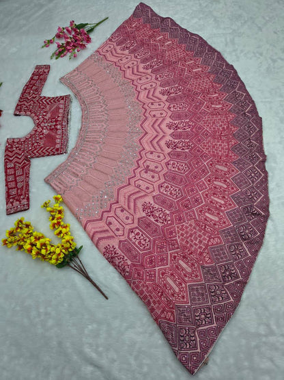 Premium Georgette Lehenga Set – Thread Embroidery, Coding & Sequins Work