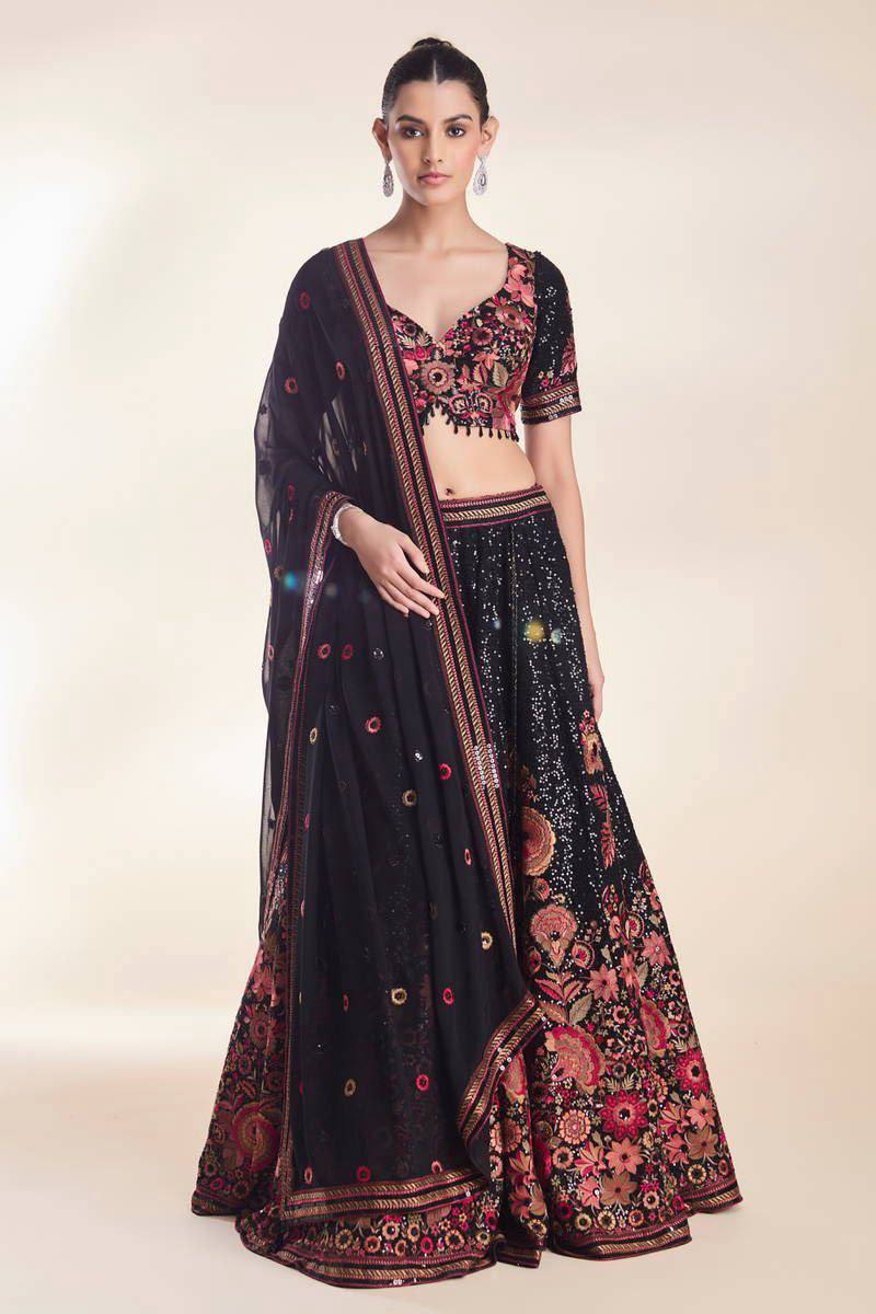 Premium Faux Georgette Lehenga Set – Heavy Thread Embroidery & Sequins Work with Dupatta
