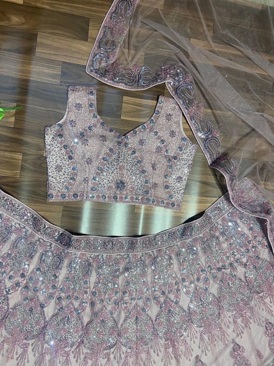 Premium Heavy Soft Net Lehenga Set – Glitter Dori & Sequins Work with Dupatta