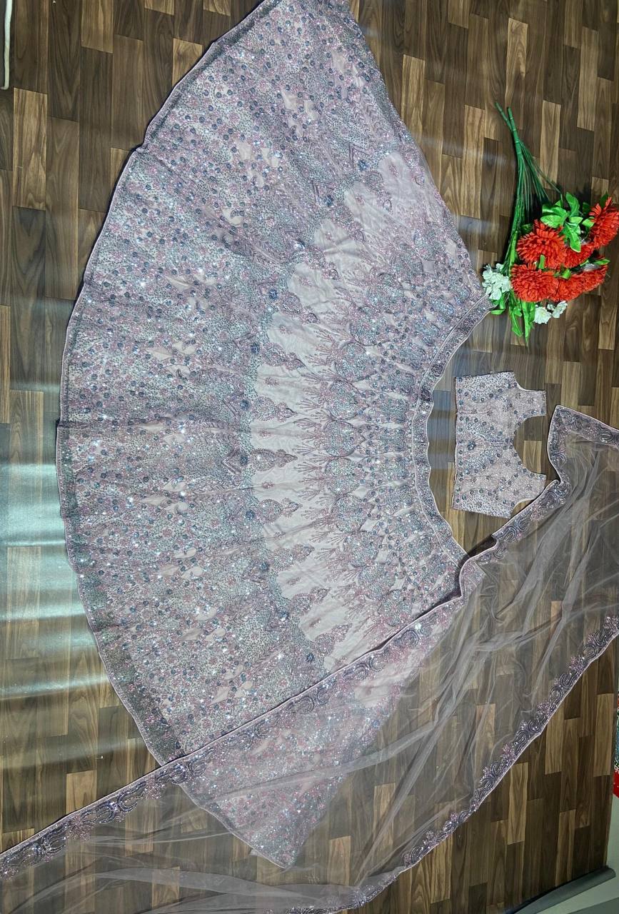 Premium Heavy Soft Net Lehenga Set – Glitter Dori & Sequins Work with Dupatta