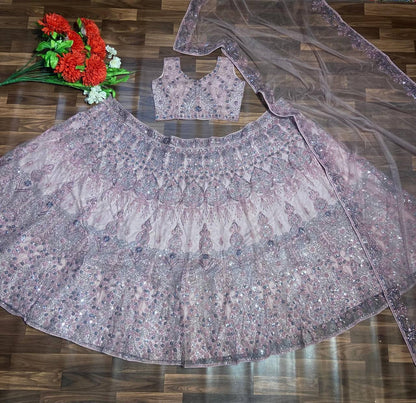 Premium Heavy Soft Net Lehenga Set – Glitter Dori & Sequins Work with Dupatta