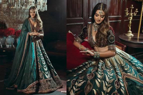 Premium Mulmul Satin Silk & Velvet Lehenga Set – Thread, Zari, Dori & Sequins Work