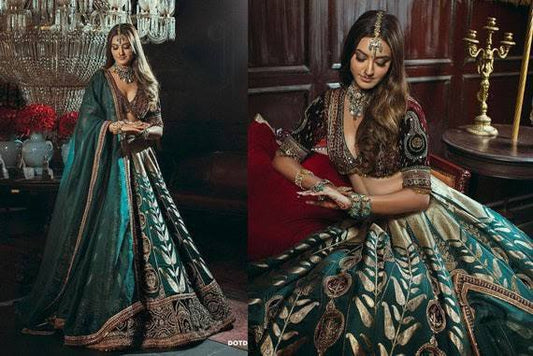 Premium Mulmul Satin Silk & Velvet Lehenga Set – Thread, Zari, Dori & Sequins Work