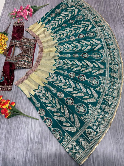 Premium Mulmul Satin Silk & Velvet Lehenga Set – Thread, Zari, Dori & Sequins Work