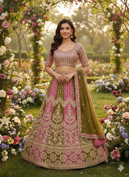 Premium Faux Georgette Lehenga Set – Embroidery, Dori & Sequins Work