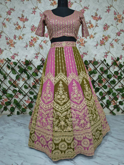 Premium Faux Georgette Lehenga Set – Embroidery, Dori & Sequins Work