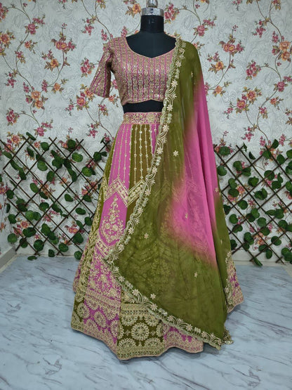 Premium Faux Georgette Lehenga Set – Embroidery, Dori & Sequins Work