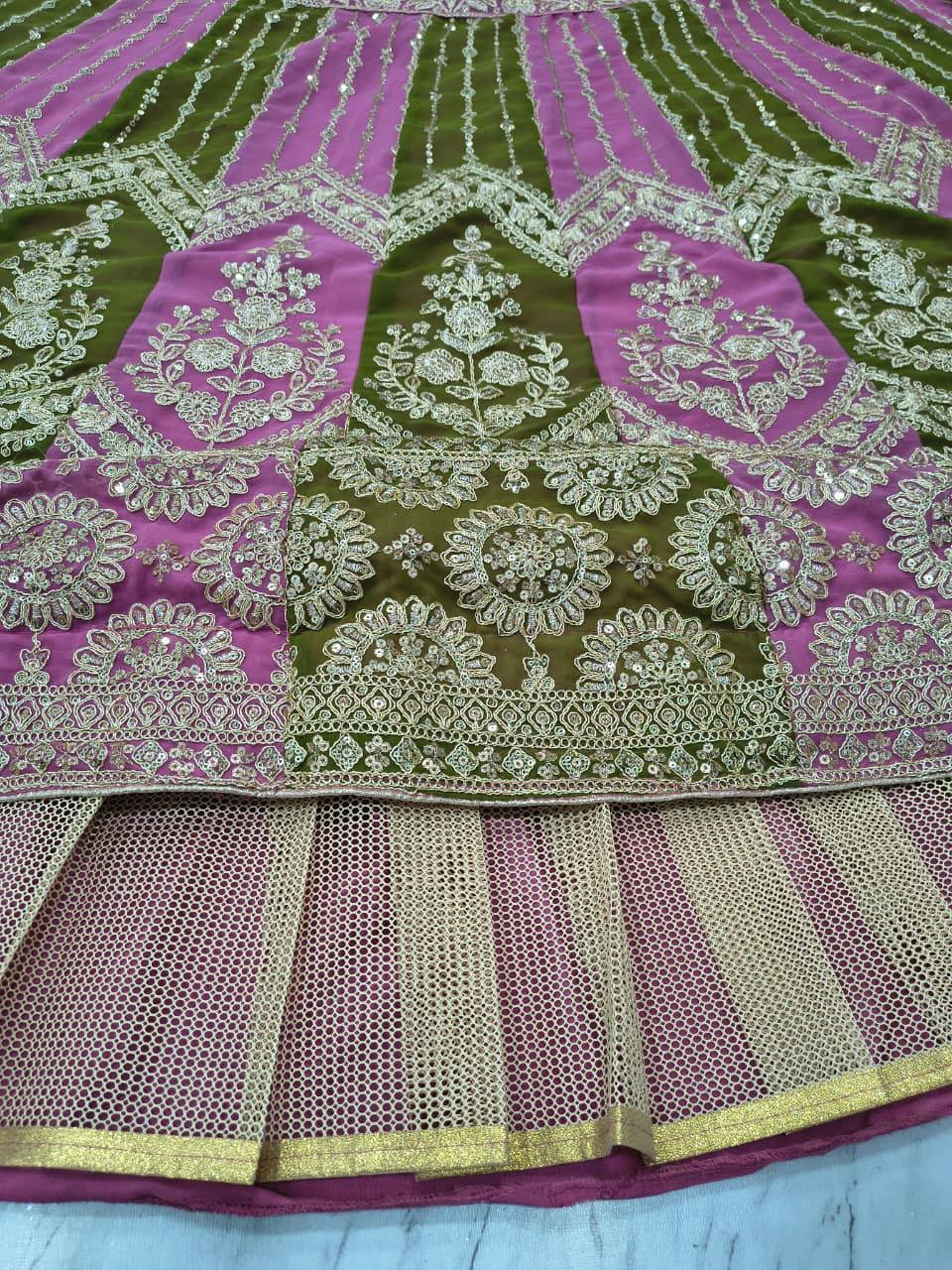 Premium Faux Georgette Lehenga Set – Embroidery, Dori & Sequins Work