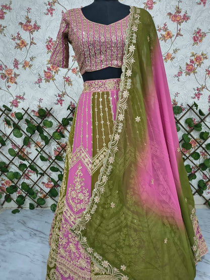 Premium Faux Georgette Lehenga Set – Embroidery, Dori & Sequins Work