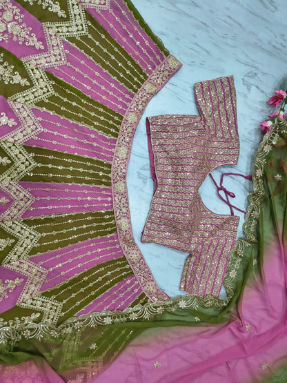 Premium Faux Georgette Lehenga Set – Embroidery, Dori & Sequins Work
