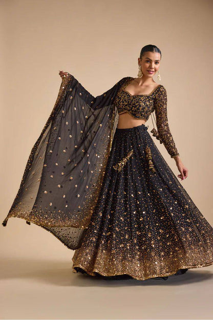 Premium Georgette Lehenga Set – Embroidery, Sequins & Hand Diamond Work