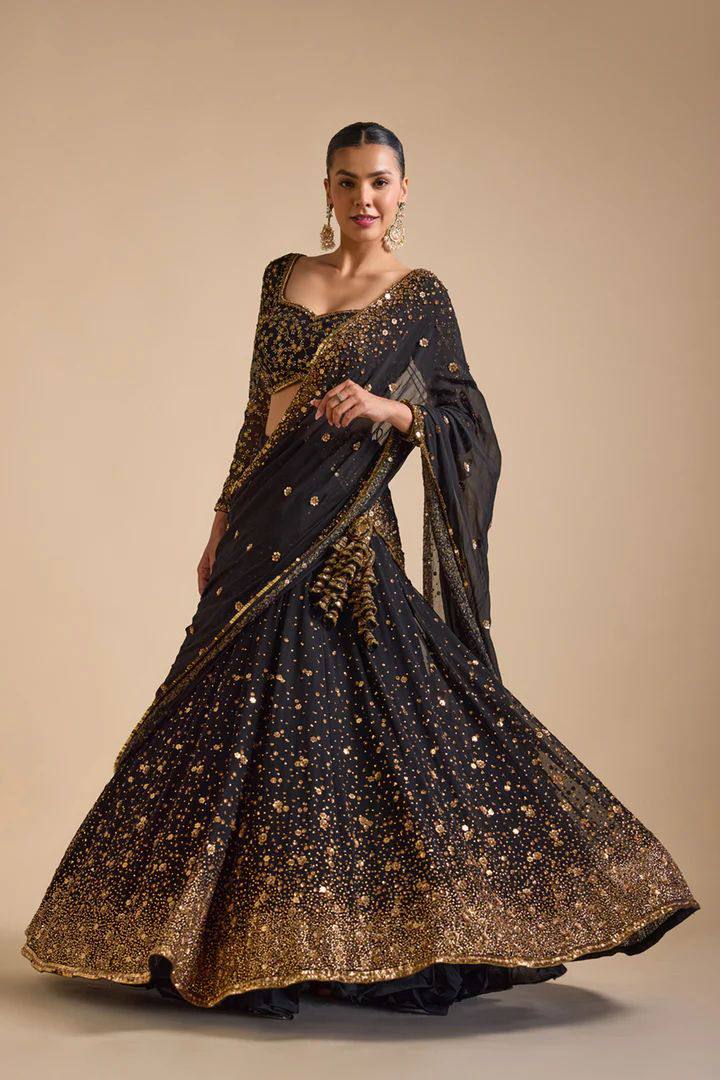 Premium Georgette Lehenga Set – Embroidery, Sequins & Hand Diamond Work