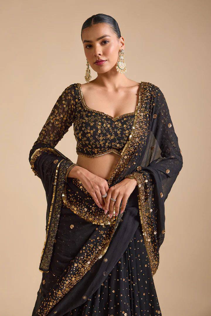 Premium Georgette Lehenga Set – Embroidery, Sequins & Hand Diamond Work