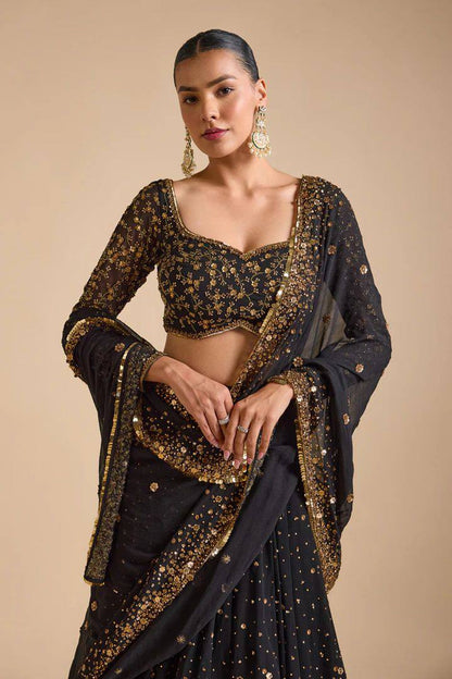 Premium Georgette Lehenga Set – Embroidery, Sequins & Hand Diamond Work