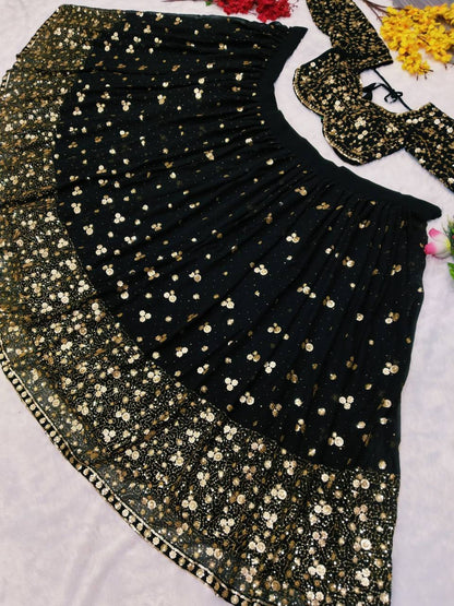 Premium Georgette Lehenga Set – Embroidery, Sequins & Hand Diamond Work