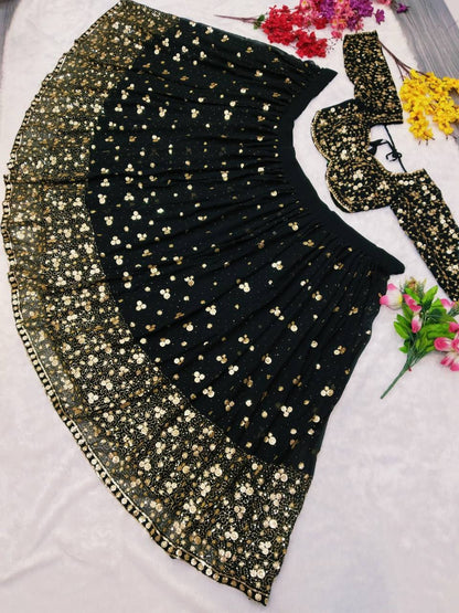 Premium Georgette Lehenga Set – Embroidery, Sequins & Hand Diamond Work