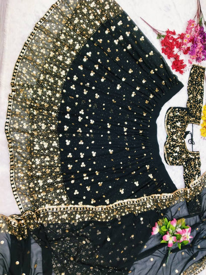 Premium Georgette Lehenga Set – Embroidery, Sequins & Hand Diamond Work