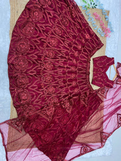 Premium Soft Net Lehenga Set – Glitter Dori & Sequins Work with Dupatta