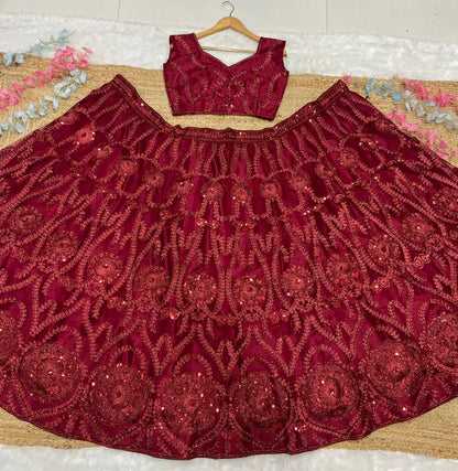 Premium Soft Net Lehenga Set – Glitter Dori & Sequins Work with Dupatta