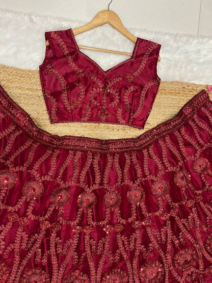 Premium Soft Net Lehenga Set – Glitter Dori & Sequins Work with Dupatta