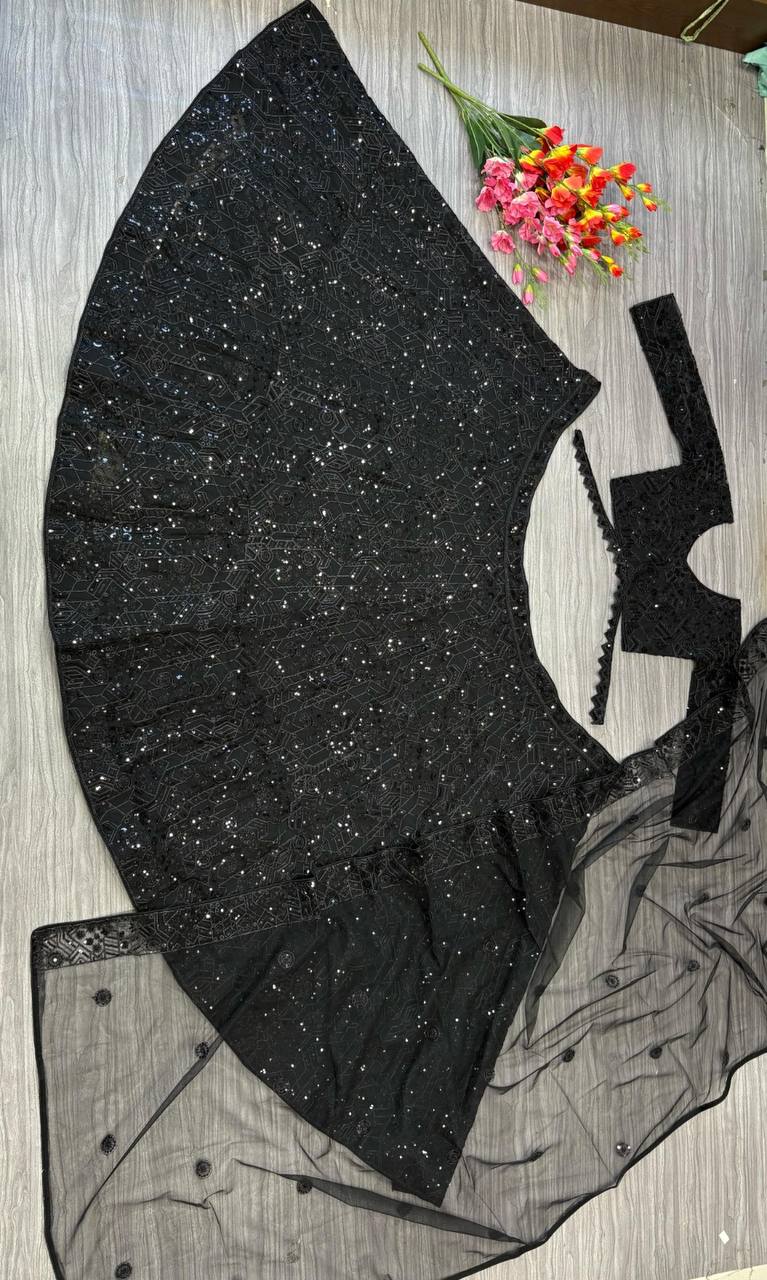 Premium Faux Georgette Lehenga Set – Thread Embroidery, Coding & Sequins Work