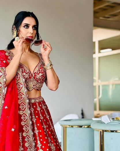 Premium Malai Satin Lehenga Set – Thread Embroidery, Coding & Sequins Work