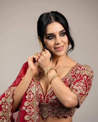 Premium Malai Satin Lehenga Set – Thread Embroidery, Coding & Sequins Work