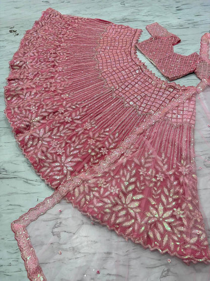 Premium Net Carnival Lehenga Set – Embroidery