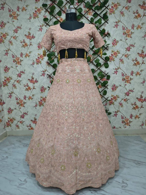 Premium Faux Georgette Lehenga Set – Embroidery, Dori & Sequins Work
