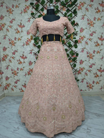 Premium Faux Georgette Lehenga Set – Embroidery, Dori & Sequins Work