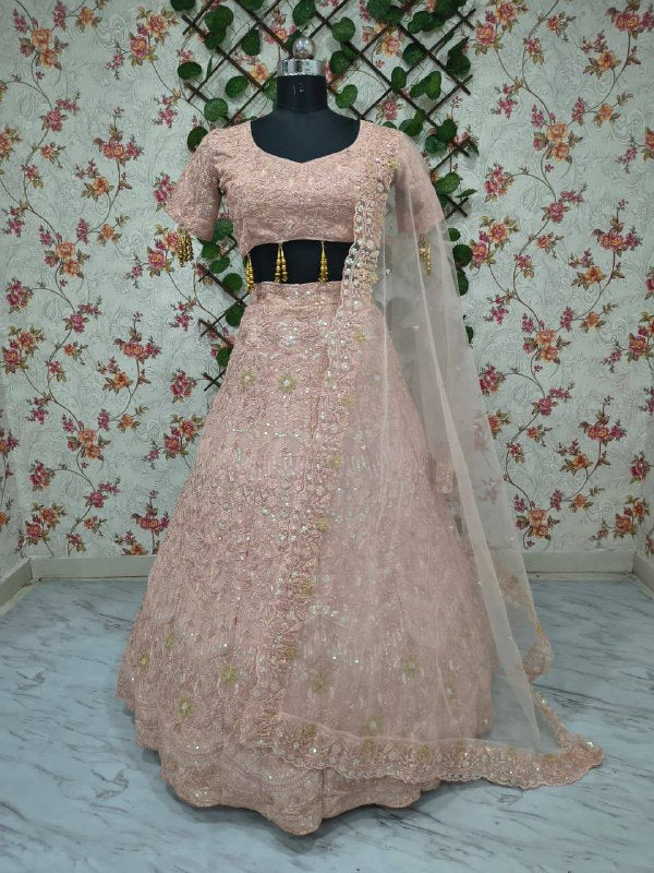 Premium Faux Georgette Lehenga Set – Embroidery, Dori & Sequins Work