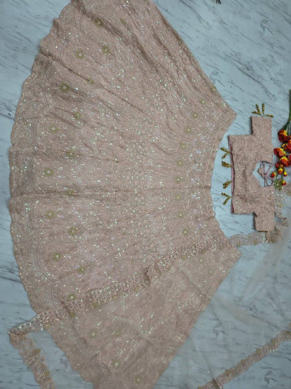 Premium Faux Georgette Lehenga Set – Embroidery, Dori & Sequins Work