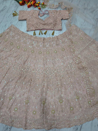 Premium Faux Georgette Lehenga Set – Embroidery, Dori & Sequins Work