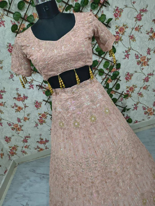 Premium Faux Georgette Lehenga Set – Embroidery, Dori & Sequins Work