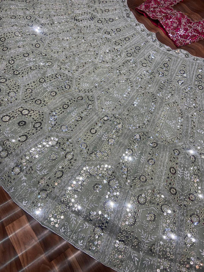 Premium Faux Georgette & Diamond Silk Lehenga Set
