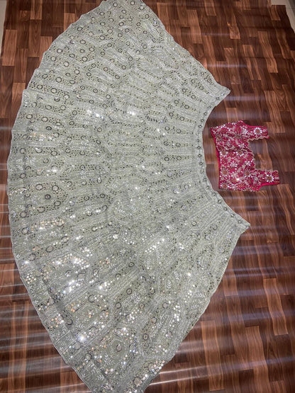 Premium Faux Georgette & Diamond Silk Lehenga Set