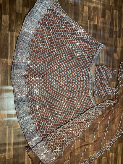 Premium Net Lehenga Set – Heavy 7MM Sequins Work with Dupatta