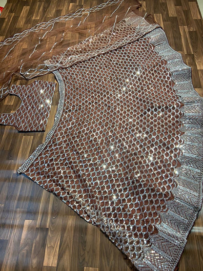 Premium Net Lehenga Set – Heavy 7MM Sequins Work with Dupatta