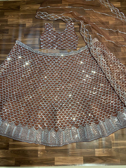 Premium Net Lehenga Set – Heavy 7MM Sequins Work with Dupatta