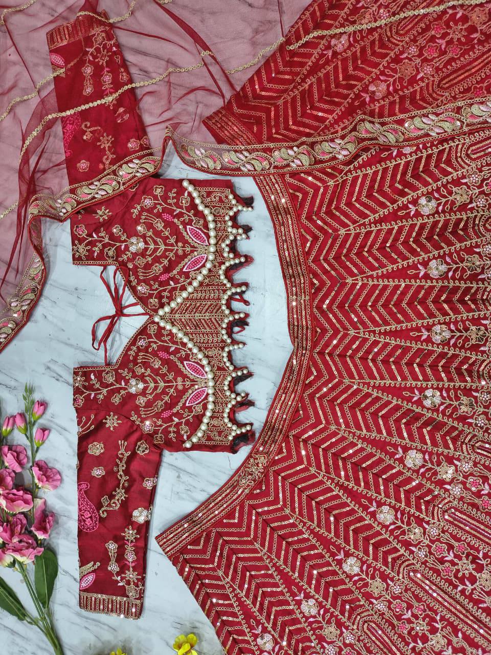 Premium Kasturi Silk Lehenga Set – Heavy Embroidery