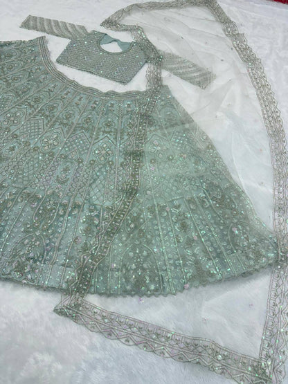 Premium Butterfly Soft Net Lehenga Set – Embroidery, Dori & Sequins Work